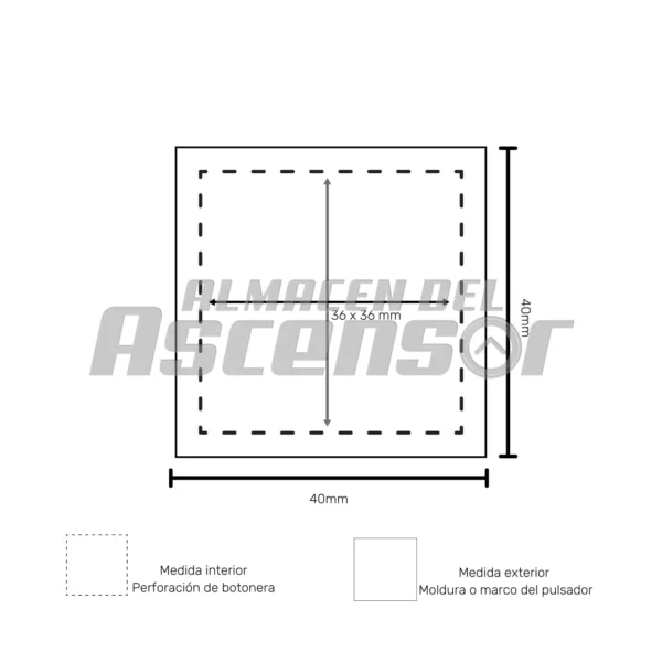 PULSADOR SCHINDLER/THYSSEN 36*36 24V LED ROJO (BRAILLE) 1 (MTD285R) - Imagen 4