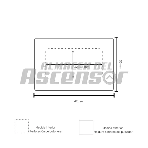 PULSADOR BLT 38*32 24V LED ROJO BRAILLE (BA200R) - Imagen 4